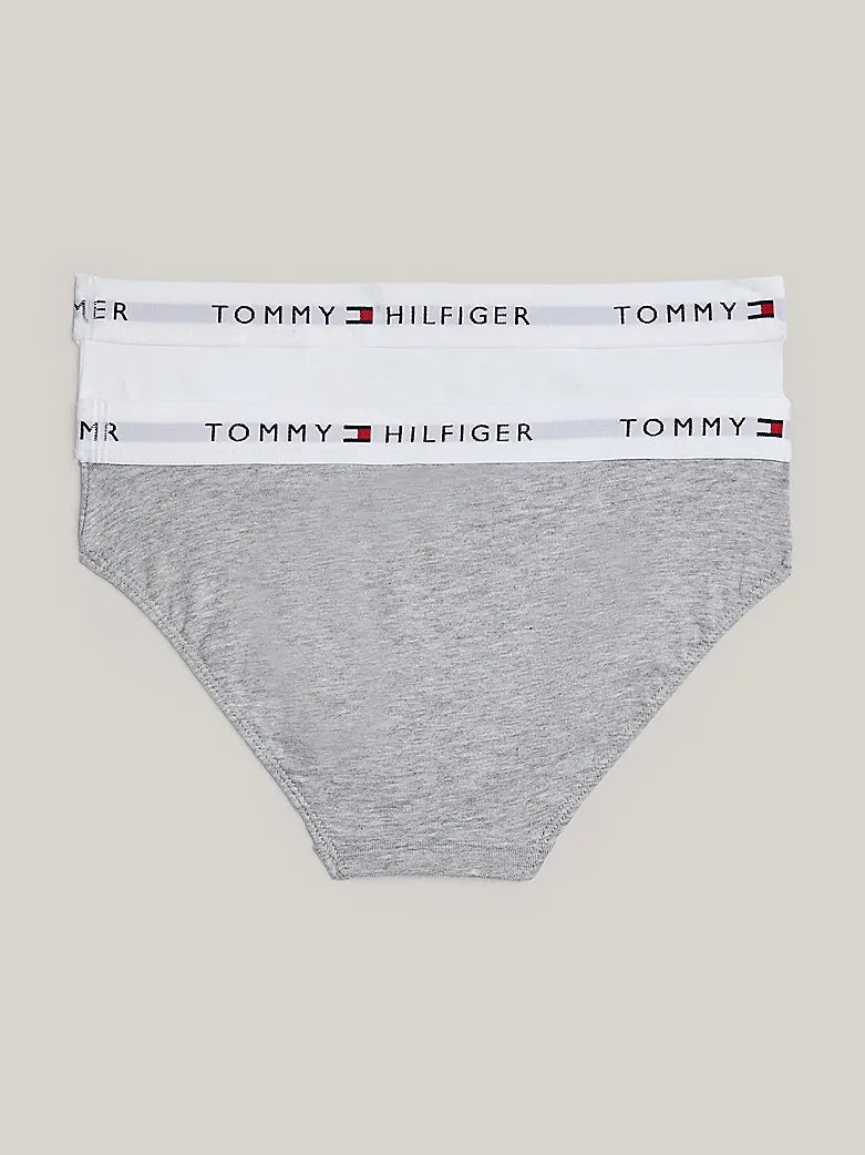 Tommy Hilfiger Girls 2 Pack Waistband Briefs- White / Light Grey Heather