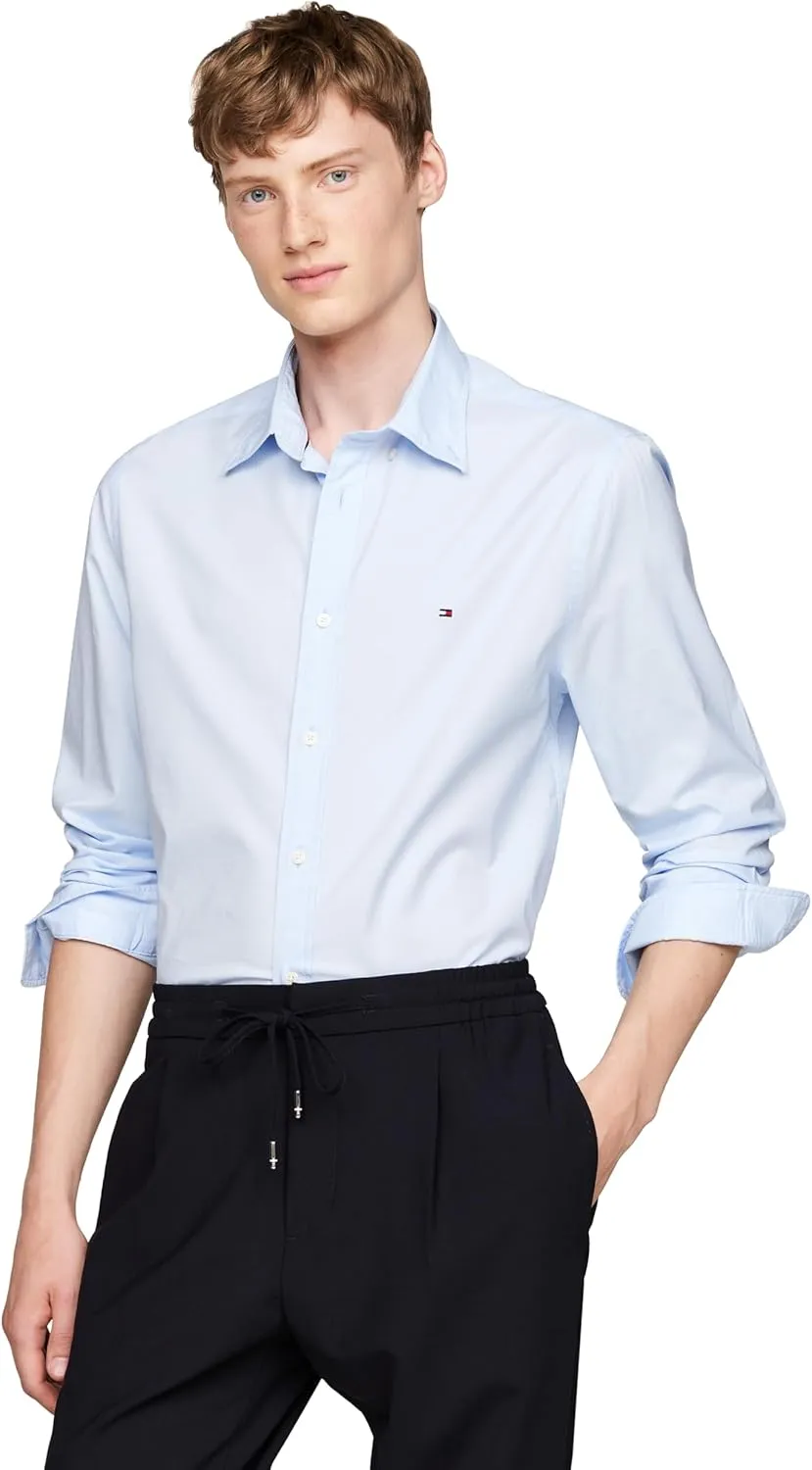 Tommy Hilfiger Long Sleeve Poplin Regular Fit, Men's Button Down Shirts, Also Available in Big and Tall