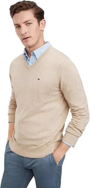 TOMMY HILFIGER Men's Iconic Cotton V-Neck Pullover Sweater 2025 Collection
