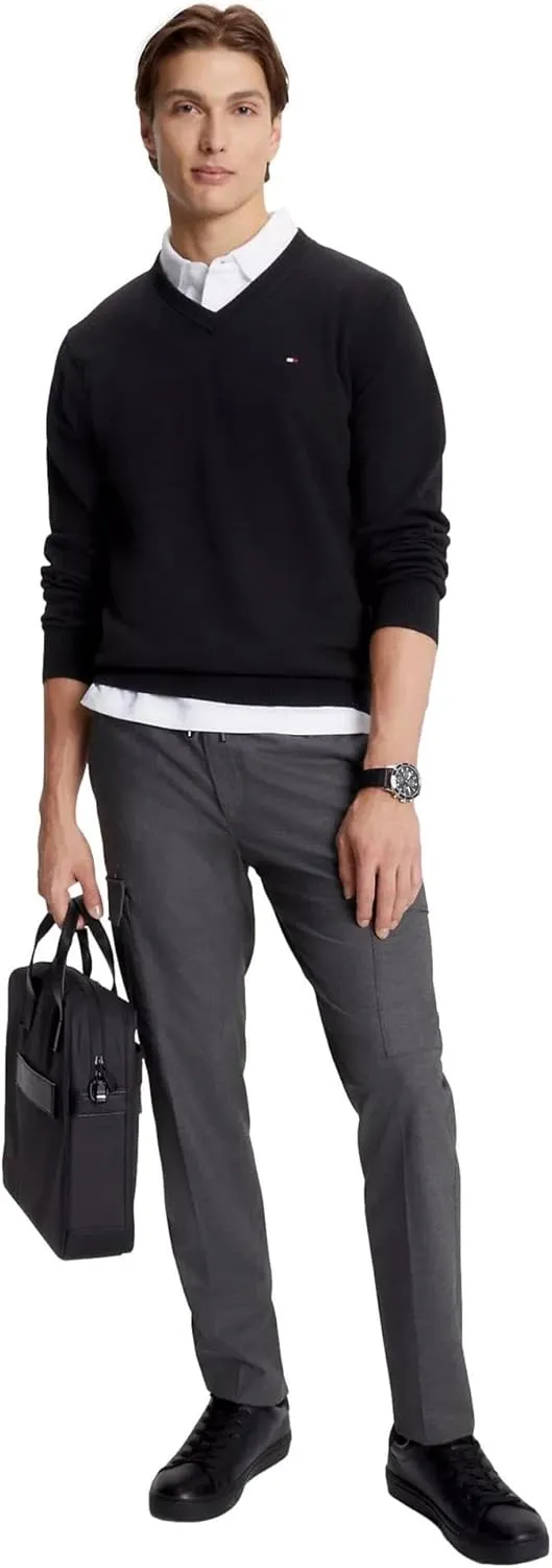 TOMMY HILFIGER Men's Iconic Cotton V-Neck Pullover Sweater 2025 Collection