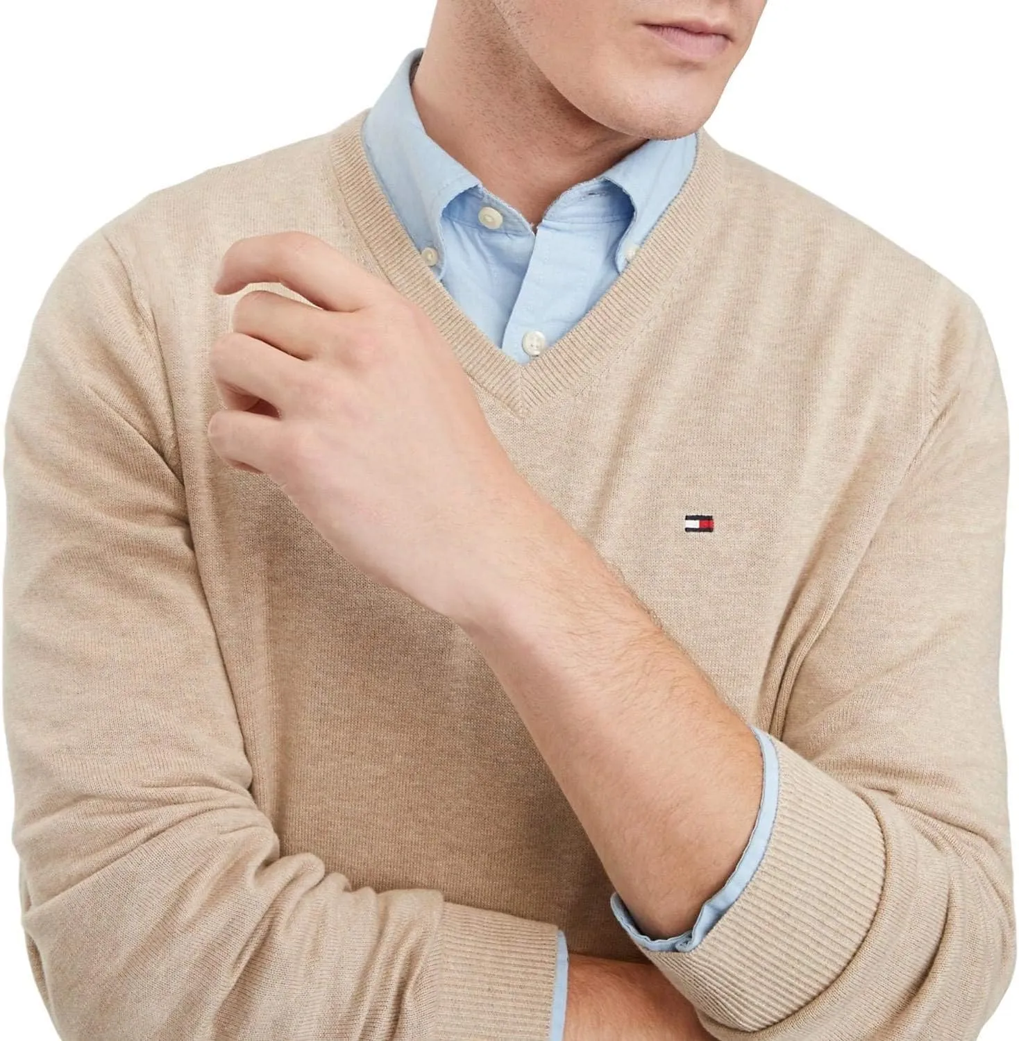 TOMMY HILFIGER Men's Iconic Cotton V-Neck Pullover Sweater 2025 Collection
