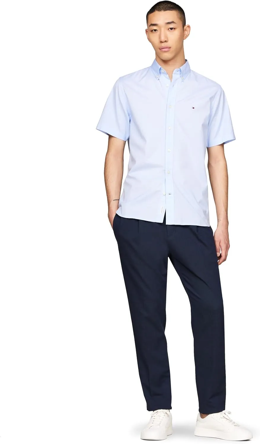 Tommy Hilfiger Short Sleeve Poplin Regular Fit, Men's Button Down Shirts