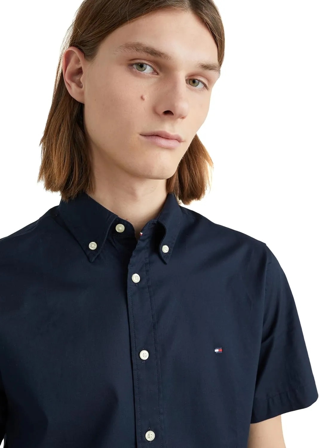 Tommy Hilfiger Short Sleeve Poplin Regular Fit, Men's Button Down Shirts