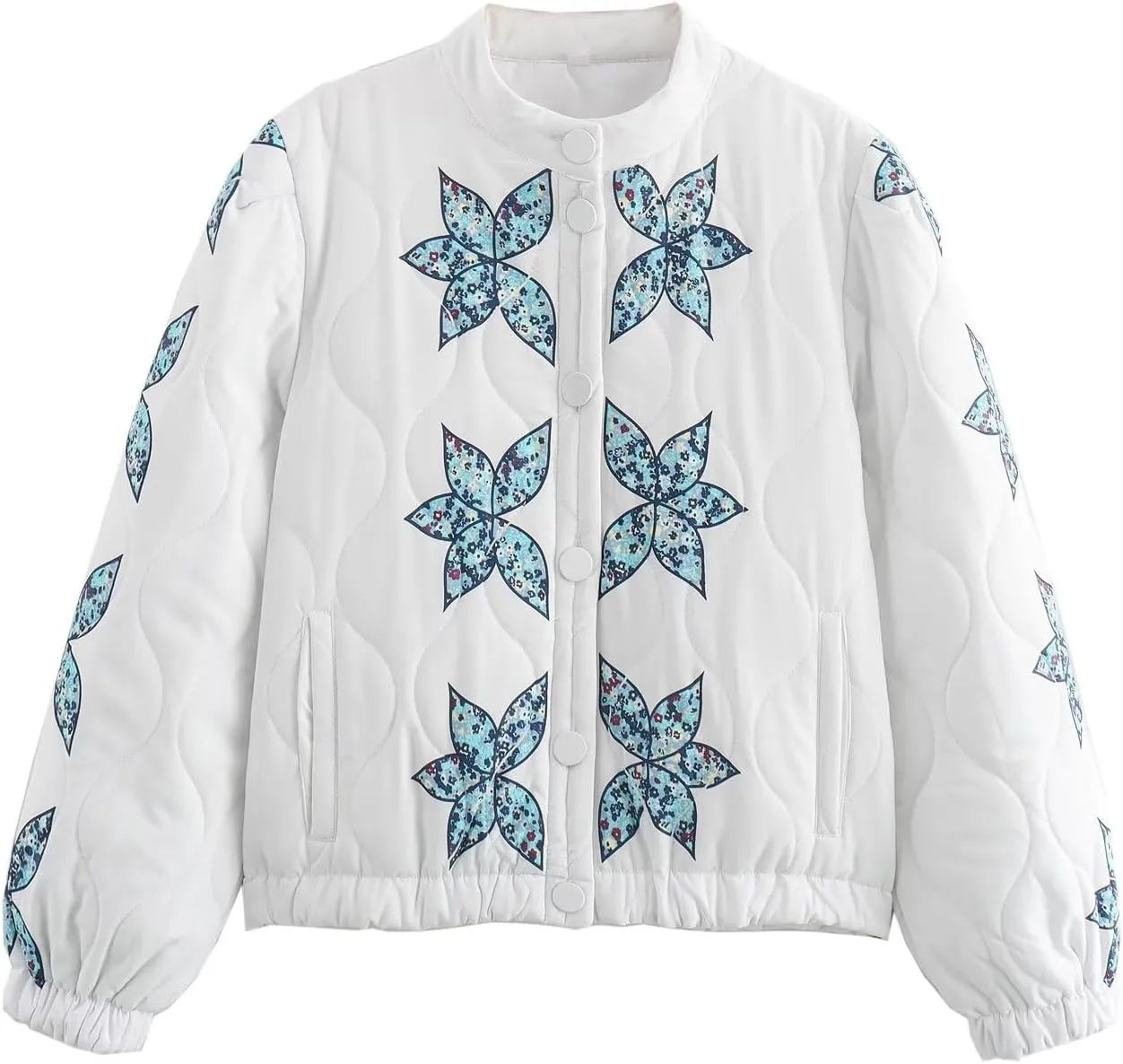 Tooe Women's Fairycore Printed Down Jacket Cutecore Baggy Winter Outerwear Y2K Puffer Jacket Preppy Casual White Puffer Coat