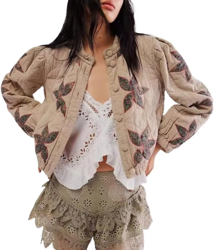 Tooe Women's Fairycore Printed Down Jacket Cutecore Baggy Winter Outerwear Y2K Puffer Jacket Preppy Casual White Puffer Coat