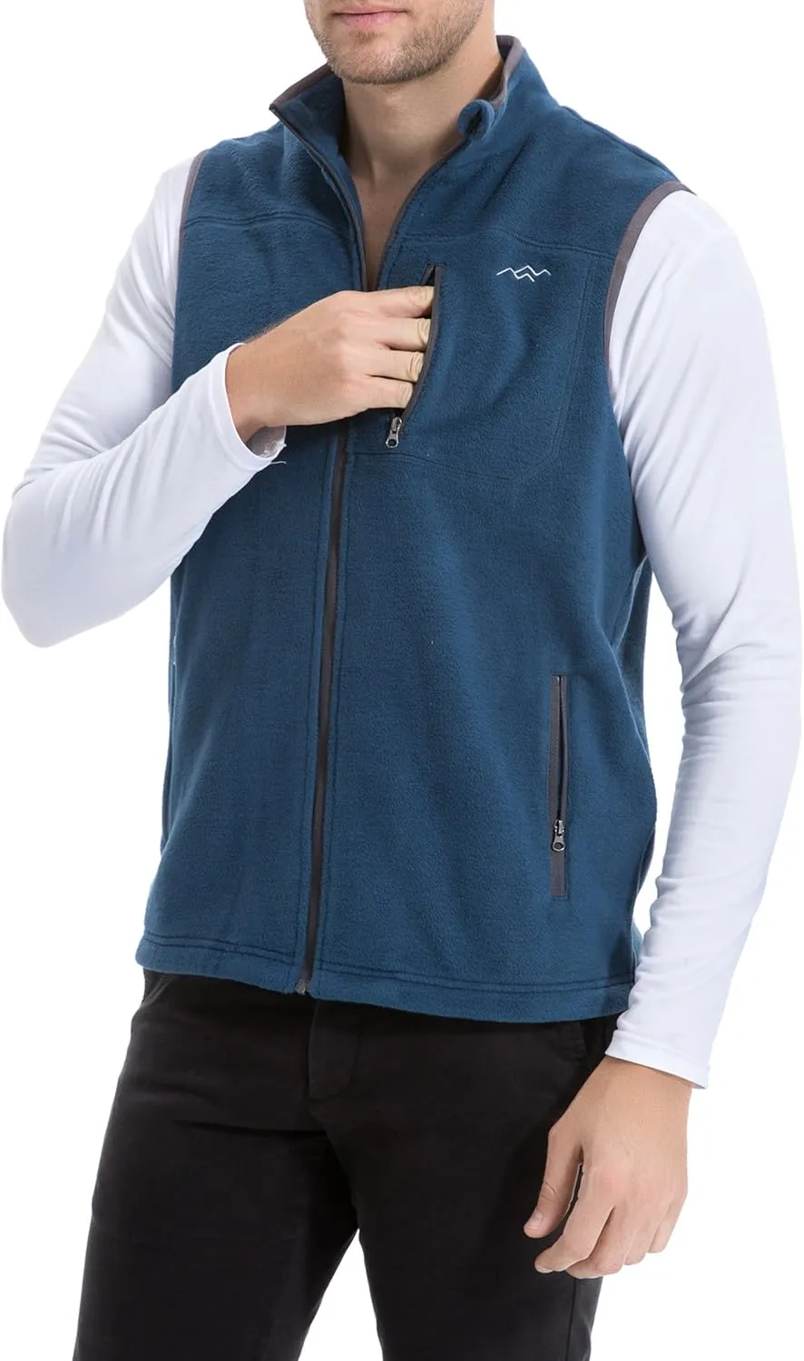 TRAILSIDE SUPPLY CO. Men's Full-Zip Polar Fleece Vest Lightweight Sleeveless Jacket