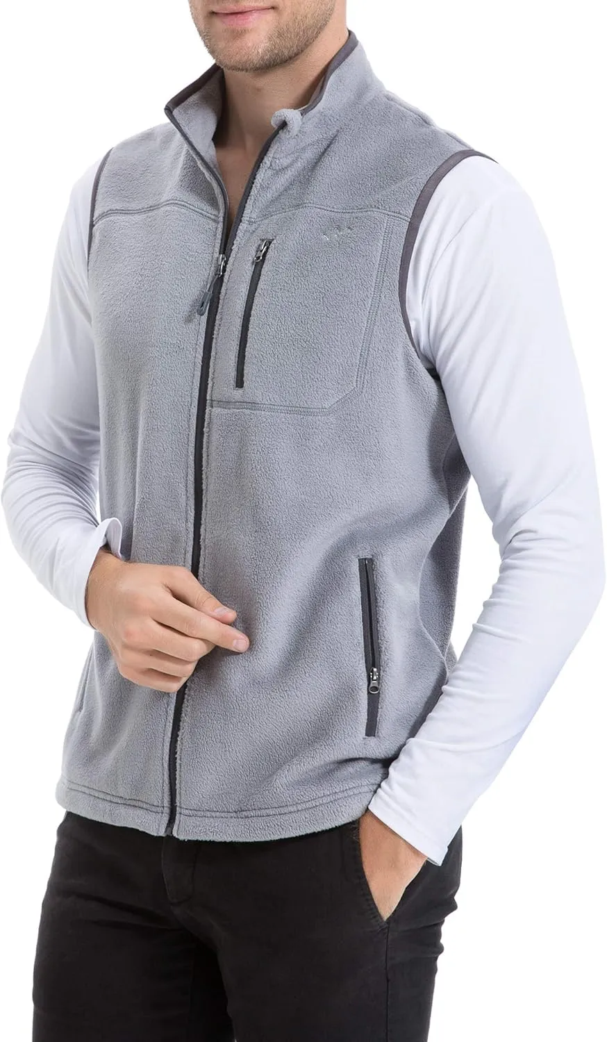 TRAILSIDE SUPPLY CO. Men's Full-Zip Polar Fleece Vest Lightweight Sleeveless Jacket