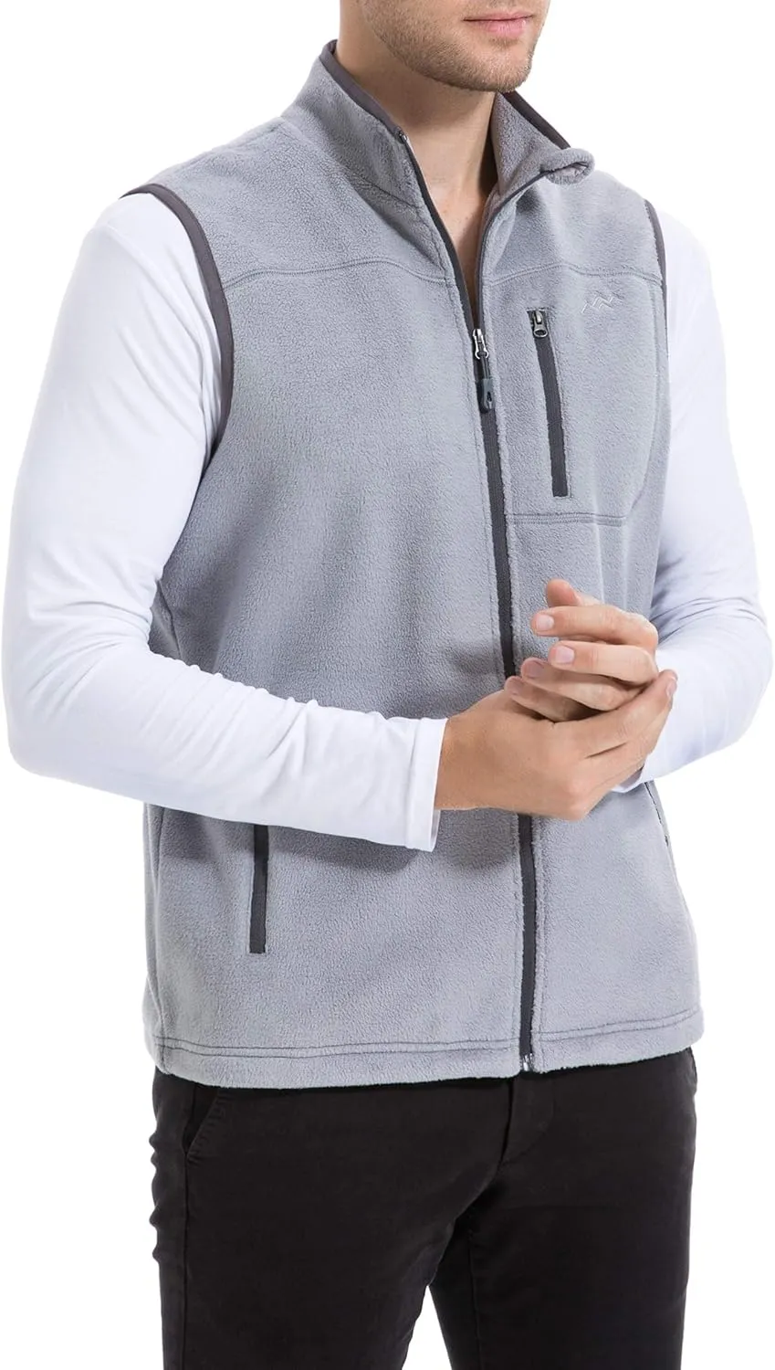 TRAILSIDE SUPPLY CO. Men's Full-Zip Polar Fleece Vest Lightweight Sleeveless Jacket