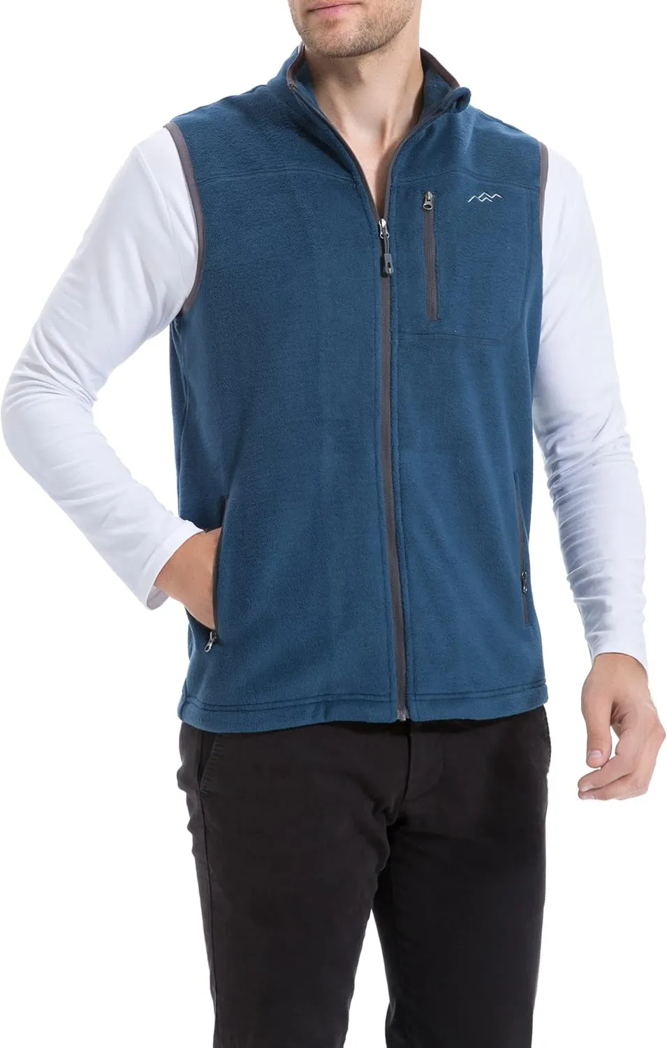 TRAILSIDE SUPPLY CO. Men's Full-Zip Polar Fleece Vest Lightweight Sleeveless Jacket