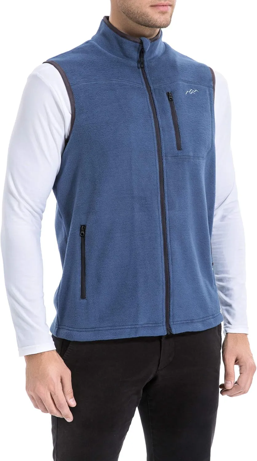 TRAILSIDE SUPPLY CO. Men's Full-Zip Polar Fleece Vest Lightweight Sleeveless Jacket