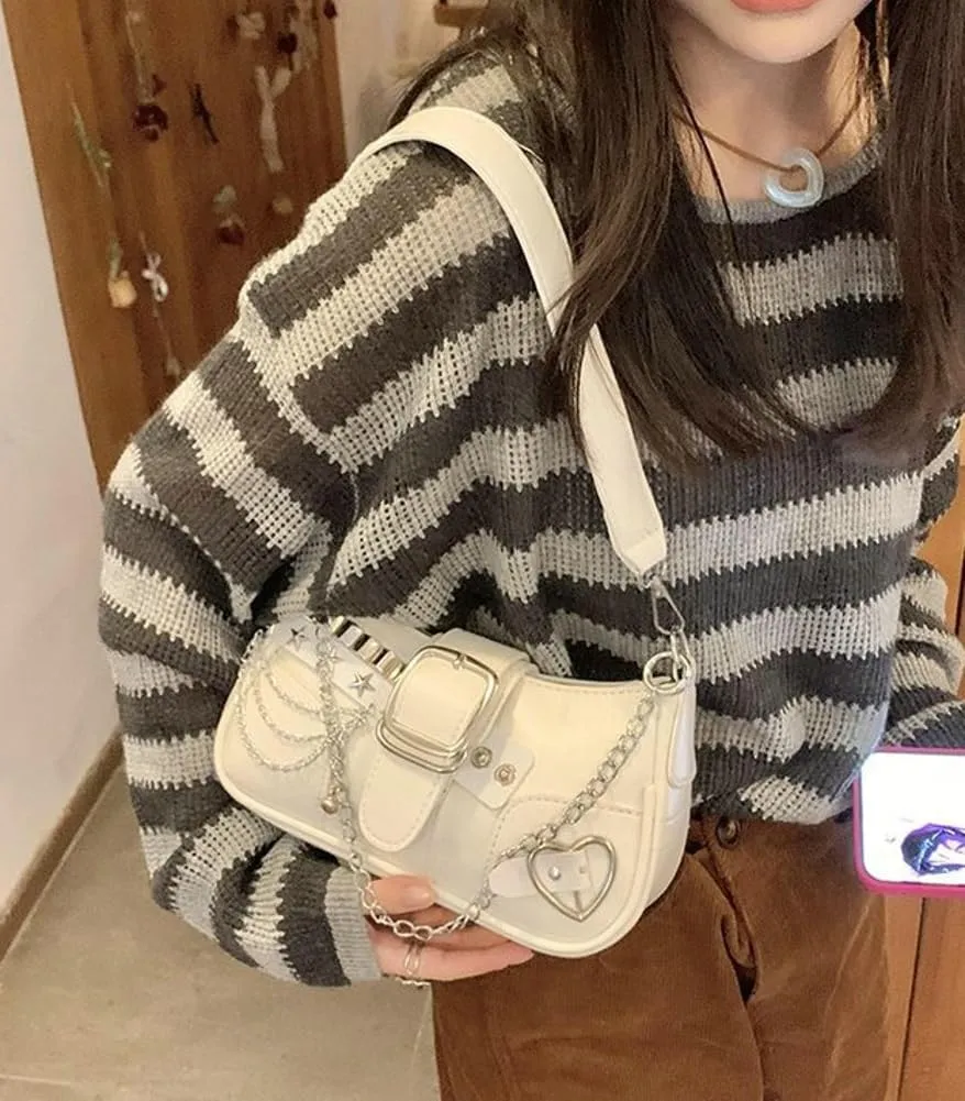 Trendy Shoulder Bag For Women Y2K Vegan Leather Handbag Womens Versatile Satchel Purse Travel Bag Streetwear 2025
