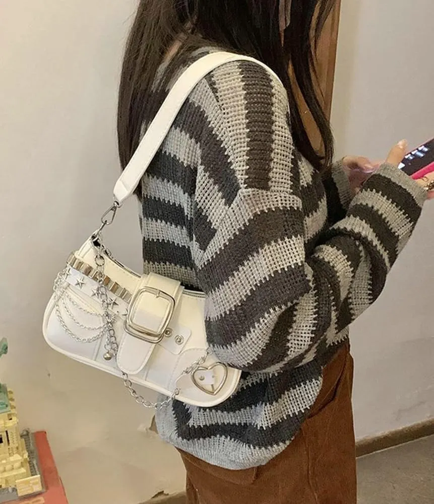 Trendy Shoulder Bag For Women Y2K Vegan Leather Handbag Womens Versatile Satchel Purse Travel Bag Streetwear 2025