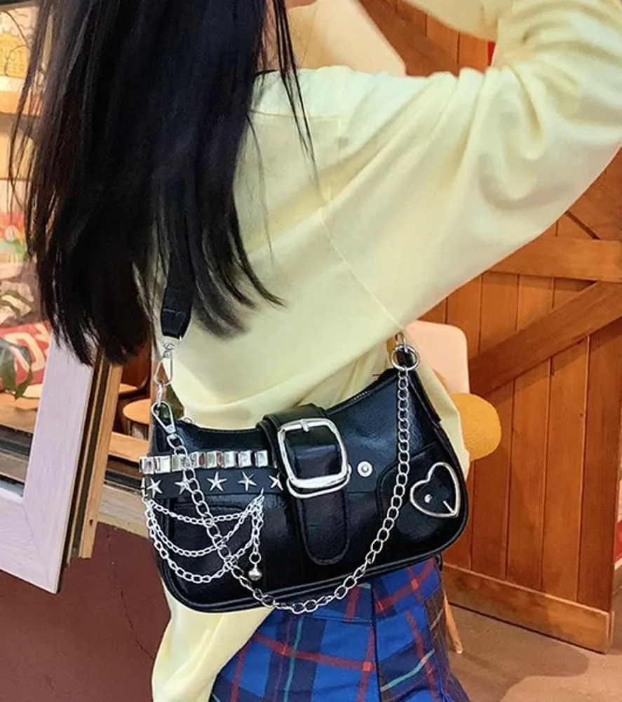 Trendy Shoulder Bag For Women Y2K Vegan Leather Handbag Womens Versatile Satchel Purse Travel Bag Streetwear 2025