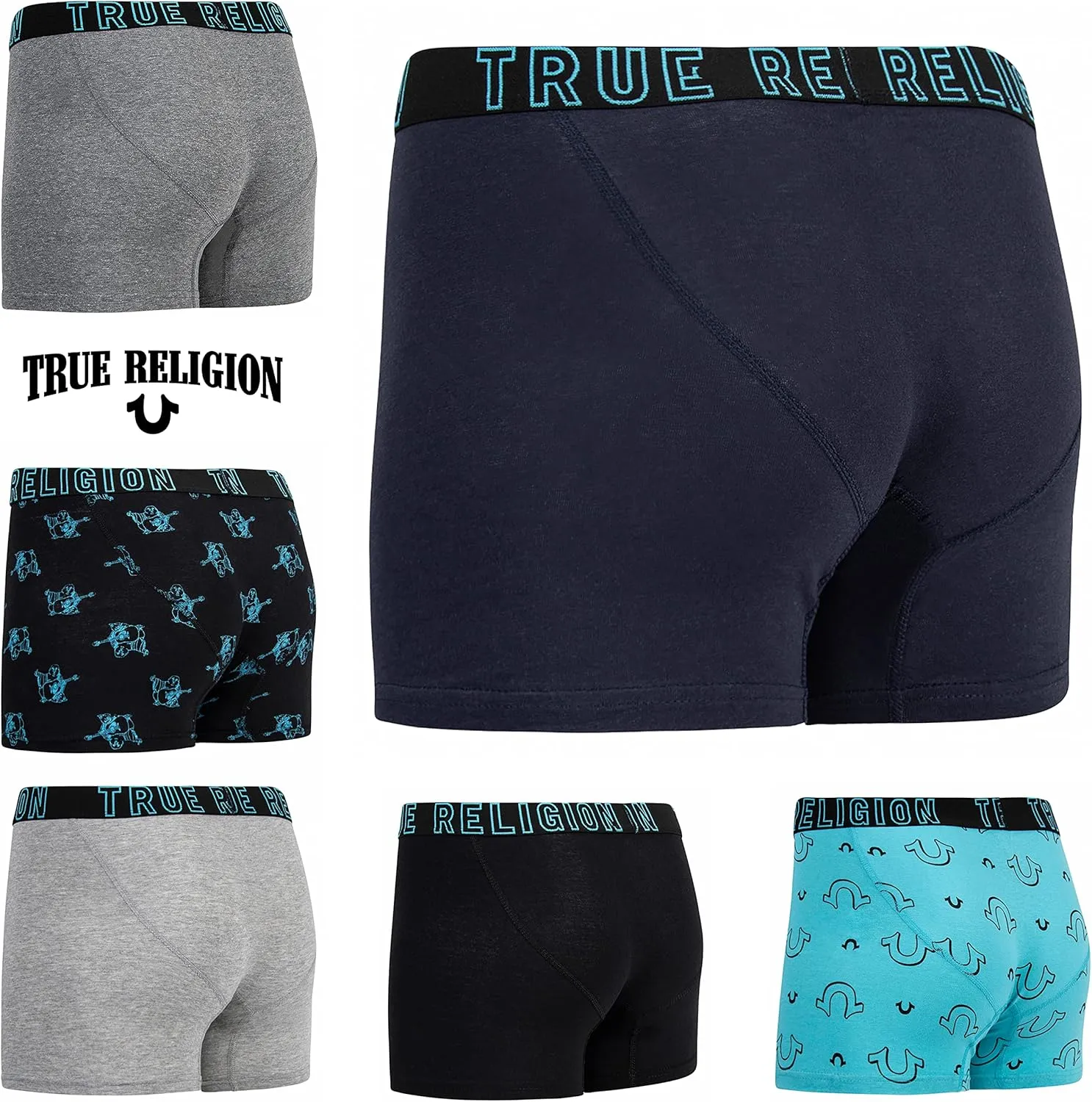 True Religion Mens Boxer Briefs Cotton Stretch Underwear for Men Pack of 6
