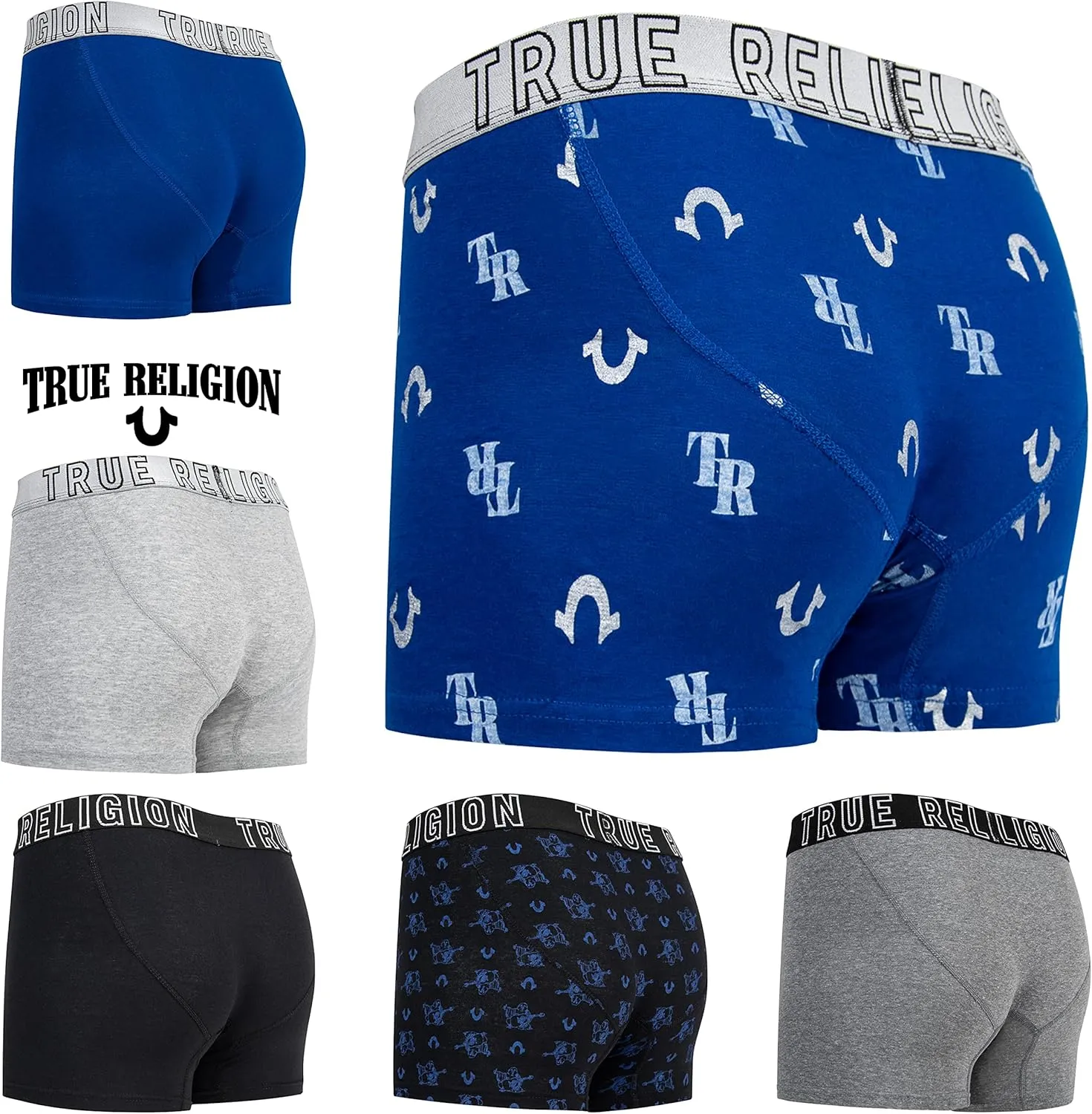 True Religion Mens Boxer Briefs Cotton Stretch Underwear for Men Pack of 6