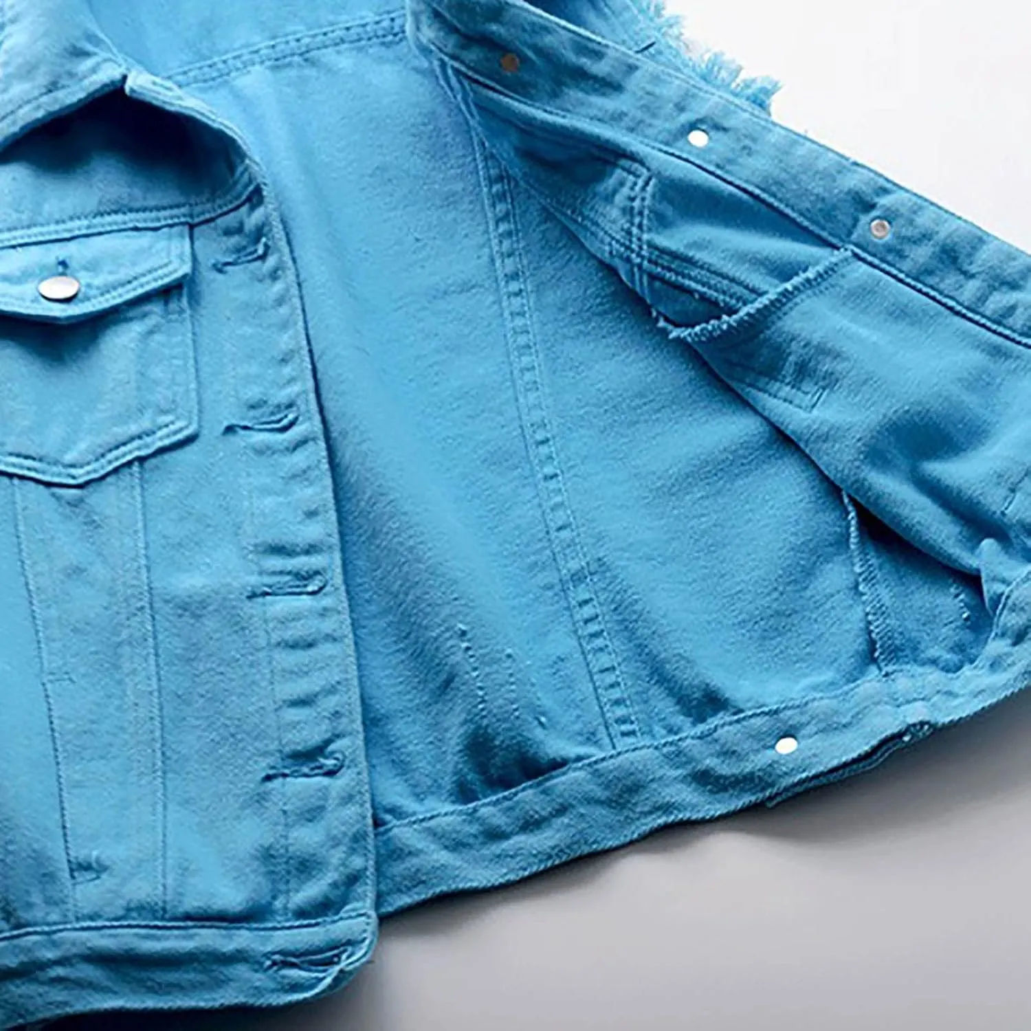 tuduoms Women's Fashion Sleeveless Denim Jacket Casual Lightweight Cropped Jean Jackets Vest Ripped Frayed Denim Waistcoat