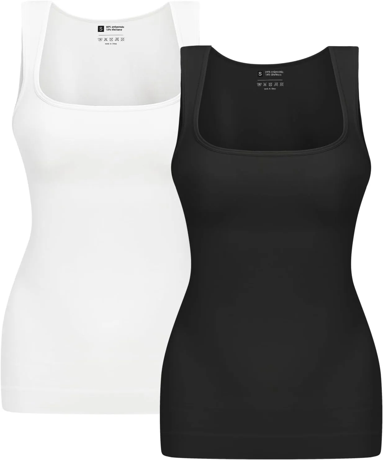 Tummy Control Shapewear Compression Tank Tops for Women Seamless Square Neck Body Shaper Camisole