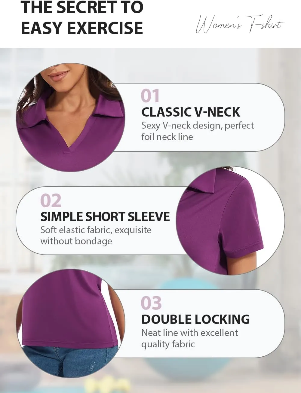 Ullnoy Women's Dry-fit Golf Polo Shirts Short Sleeve Shirts for Women V Neck Moisture Wicking Sports Tops Collar 1-3 Pack