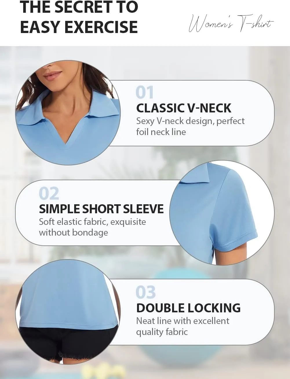 Ullnoy Women's Dry-fit Golf Polo Shirts Short Sleeve Shirts for Women V Neck Moisture Wicking Sports Tops Collar 1-3 Pack