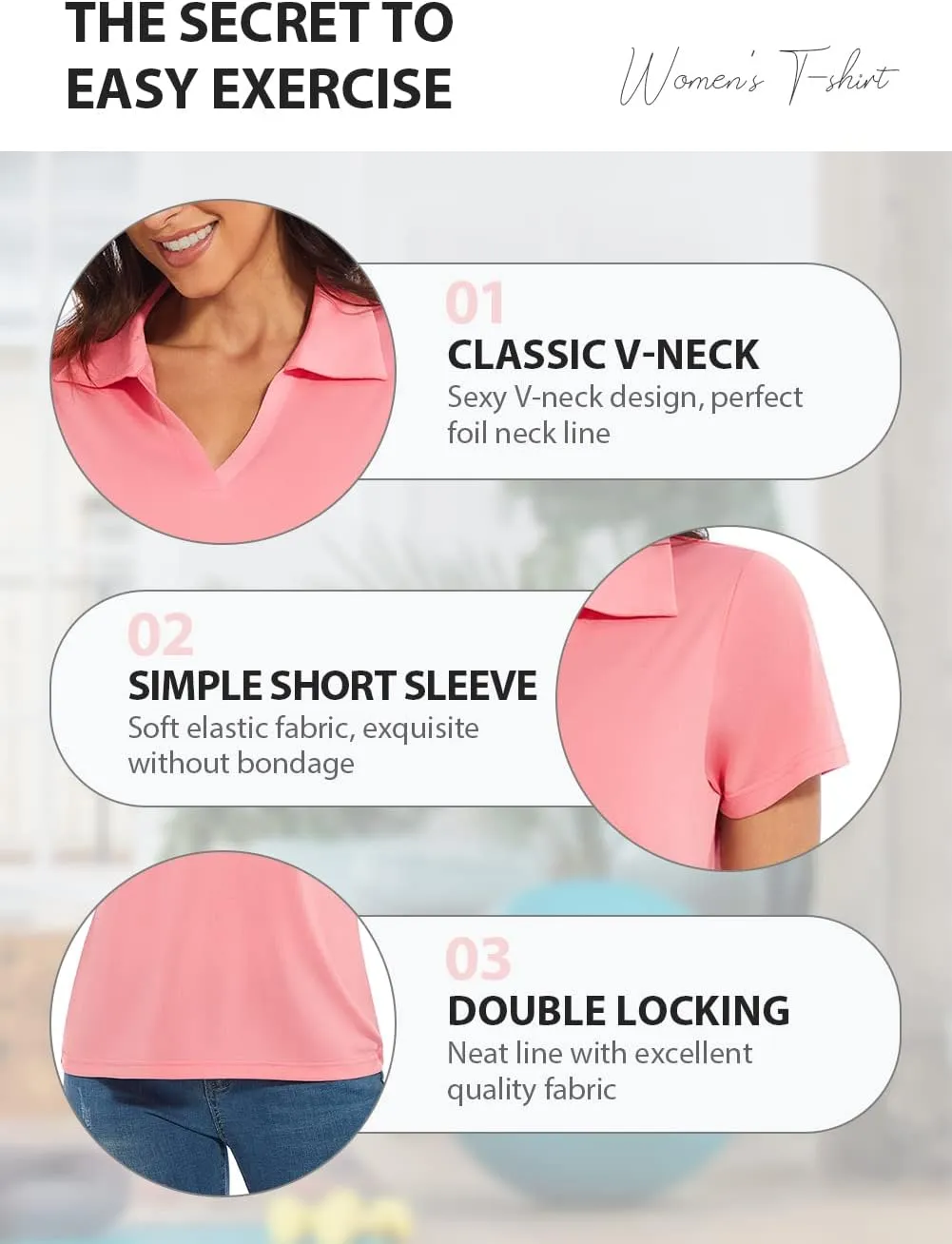 Ullnoy Women's Dry-fit Golf Polo Shirts Short Sleeve Shirts for Women V Neck Moisture Wicking Sports Tops Collar 1-3 Pack