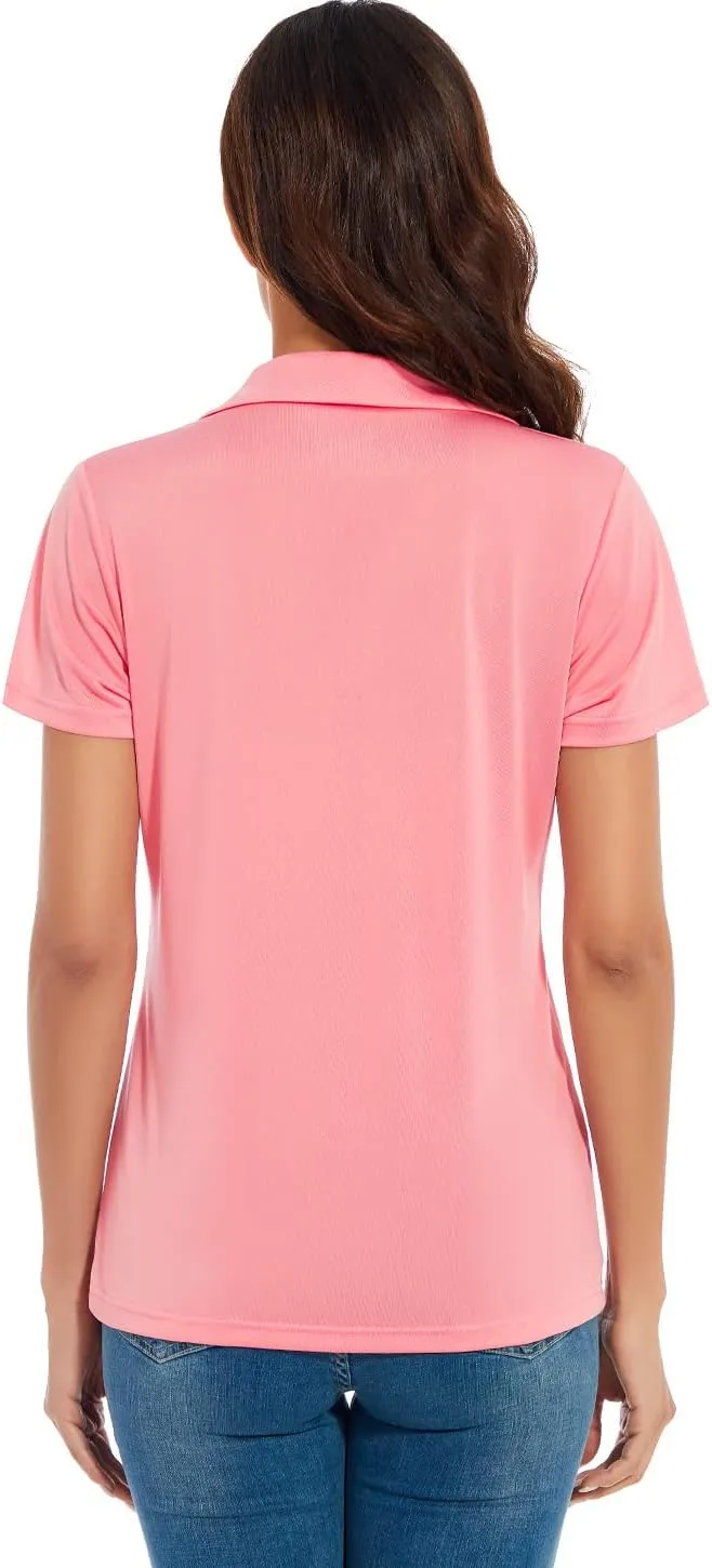 Ullnoy Women's Dry-fit Golf Polo Shirts Short Sleeve Shirts for Women V Neck Moisture Wicking Sports Tops Collar 1-3 Pack