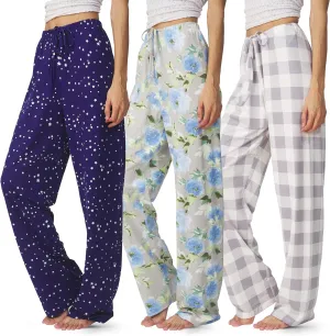 Ultra Performance Womens Pajama PJ Pants 3 Pack Lounge Bottoms Pajamas for Women (Avail in Plus Sizes)