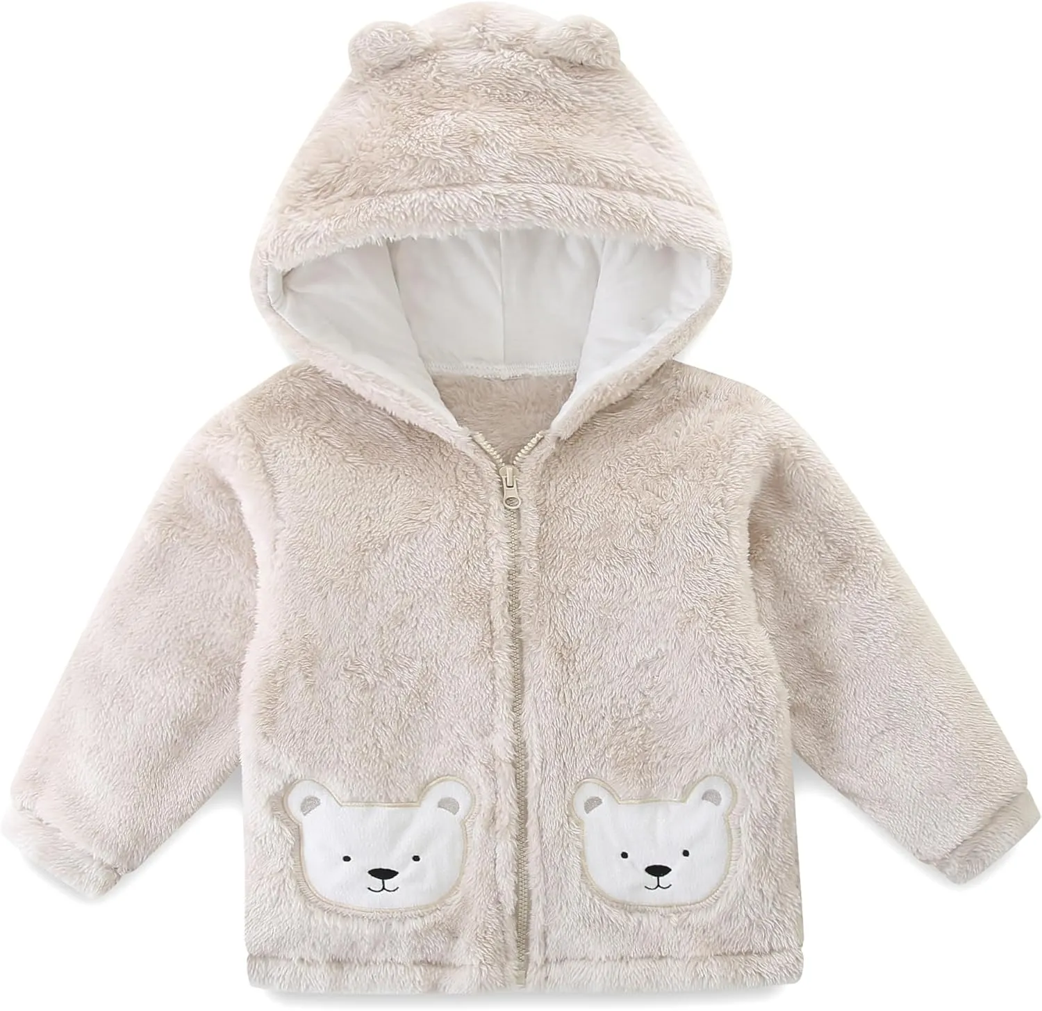Unisex Cute Polar Fleece Lined Sherpa Full-Zip Jacket Coat Winter Warm Hoodie for 0-4t