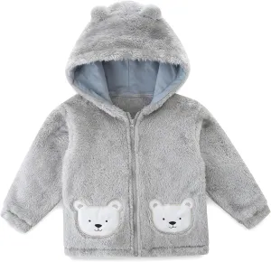 Unisex Cute Polar Fleece Lined Sherpa Full-Zip Jacket Coat Winter Warm Hoodie for 0-4t