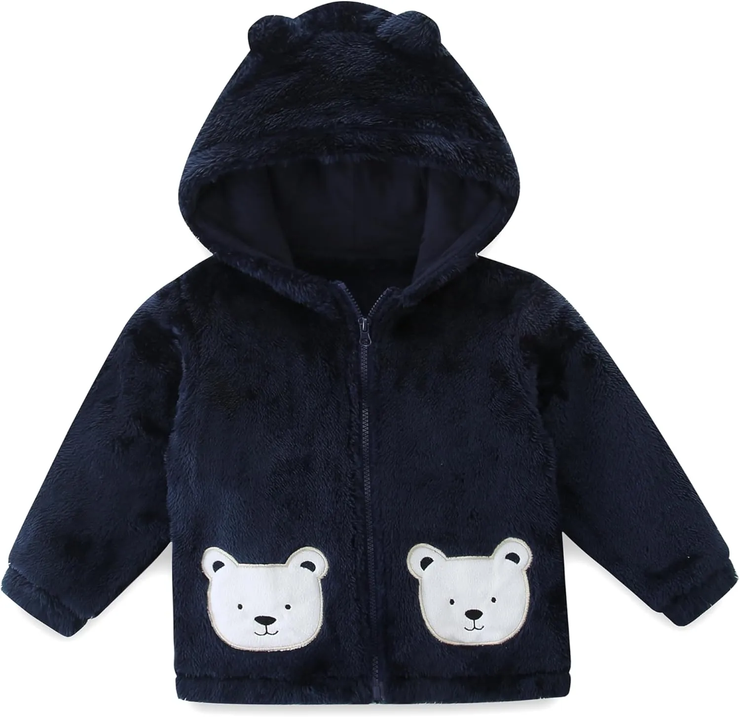 Unisex Cute Polar Fleece Lined Sherpa Full-Zip Jacket Coat Winter Warm Hoodie for 0-4t