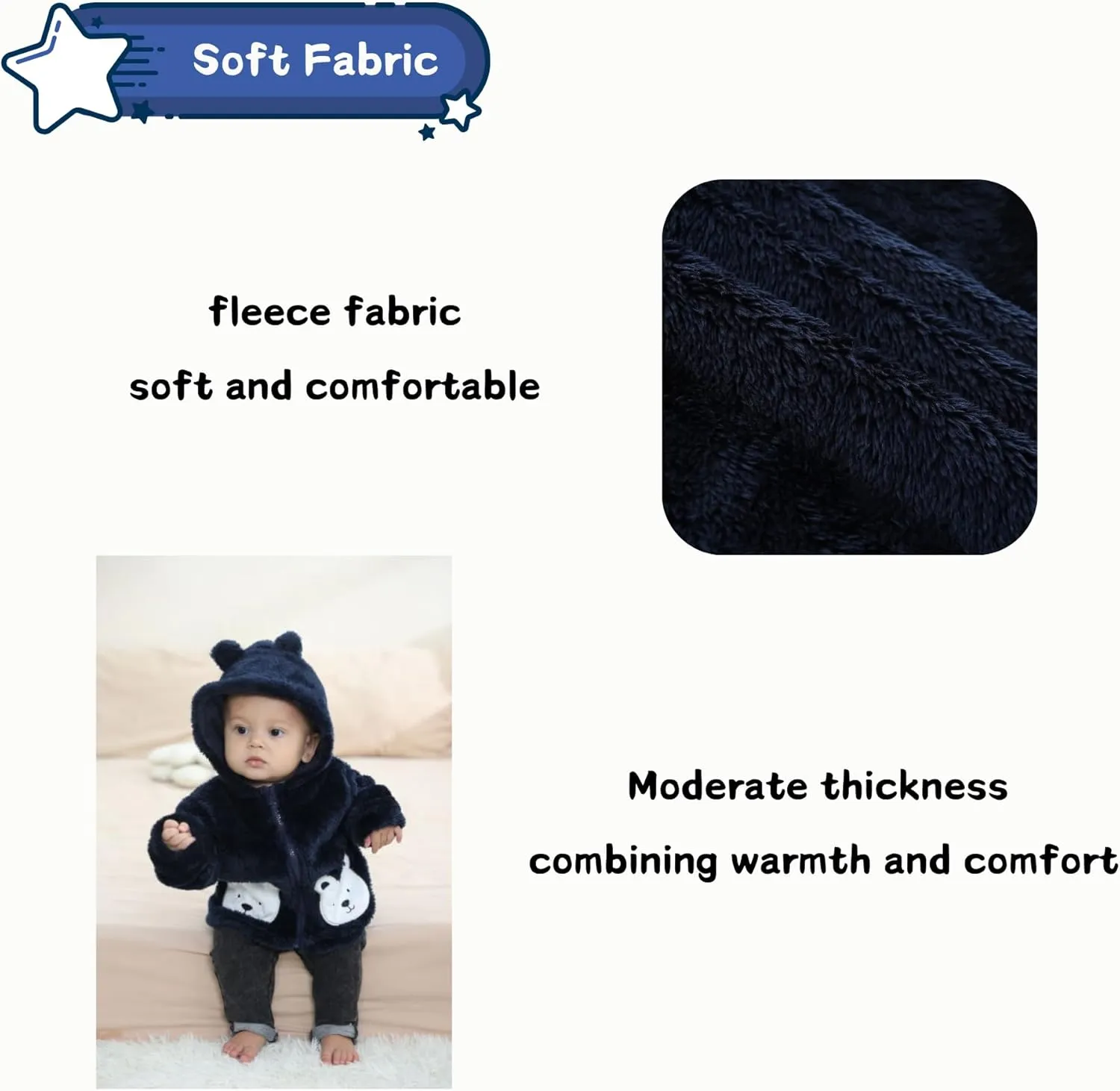 Unisex Cute Polar Fleece Lined Sherpa Full-Zip Jacket Coat Winter Warm Hoodie for 0-4t