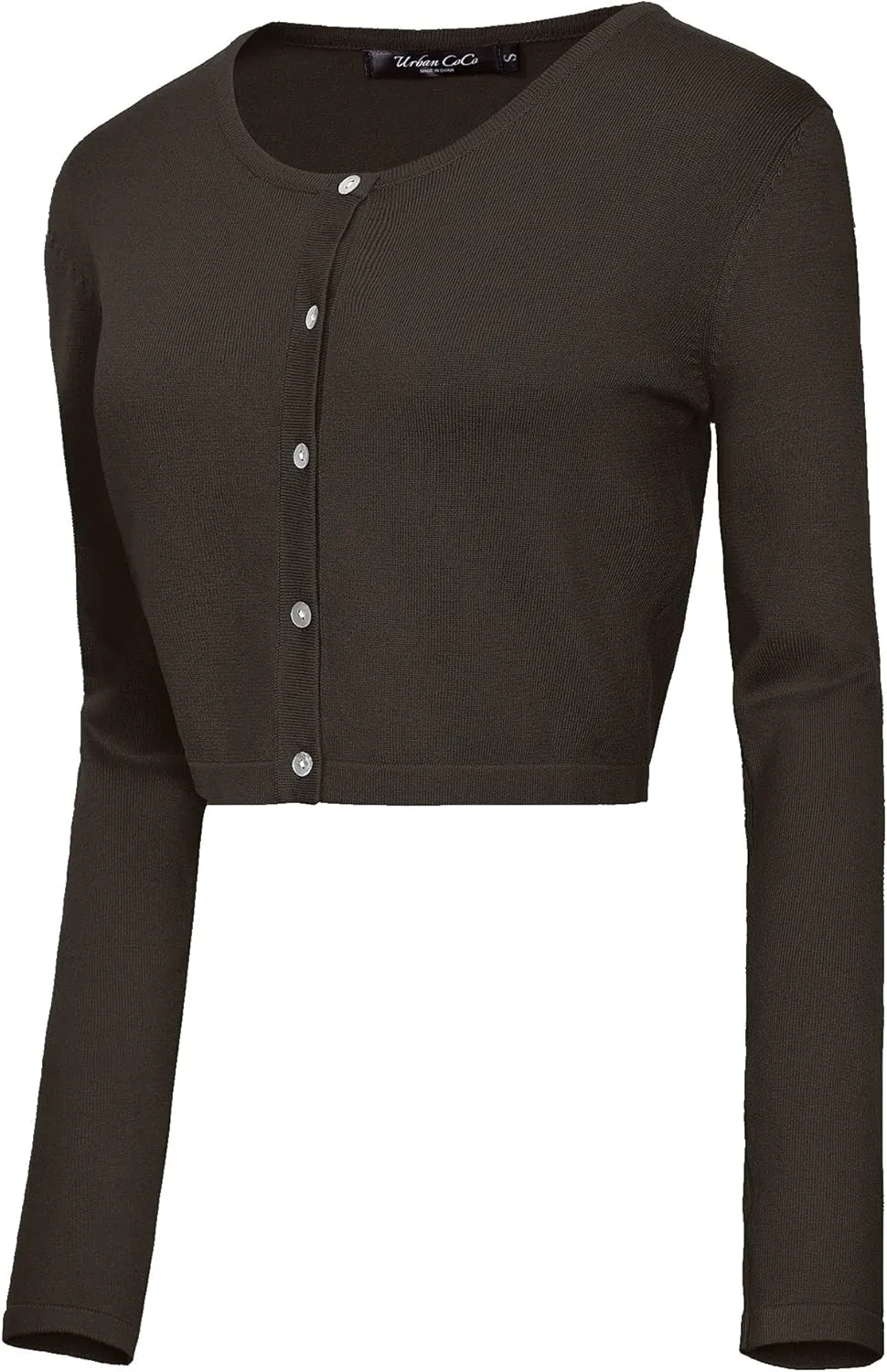 Urban CoCo Women's Long Sleeve Button Up Cropped Cardigan Sweaters for Women Crew Neck Short Bolero Shrug for Dresses