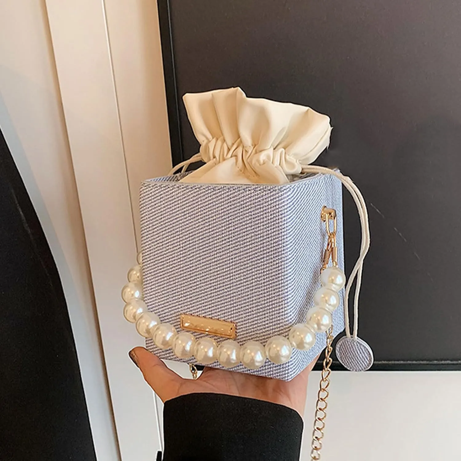 Versatile Bucket Bag for Women Shoulder Bags with Detachable Chain Strap Evening Purse Top Handle Bag Handbag