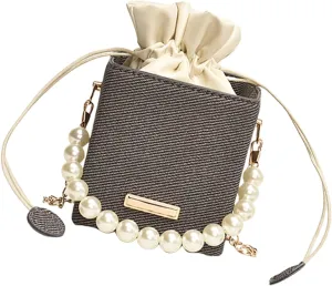Versatile Bucket Bag for Women Shoulder Bags with Detachable Chain Strap Evening Purse Top Handle Bag Handbag
