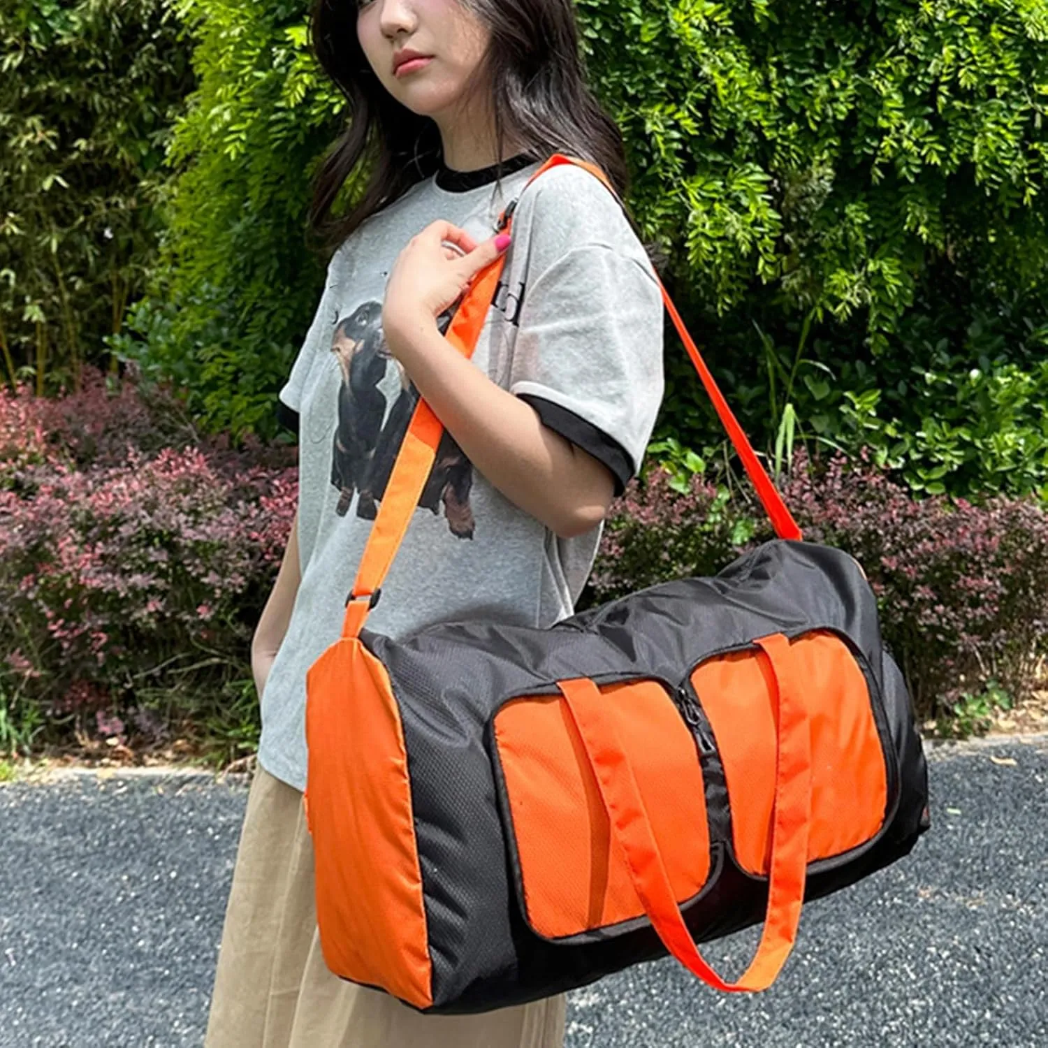 Versatile Travel Foldable Garment Bag with Adjustable Strap Large Waterproof Overnight Bag Beach Swim Bag for Sports Gym