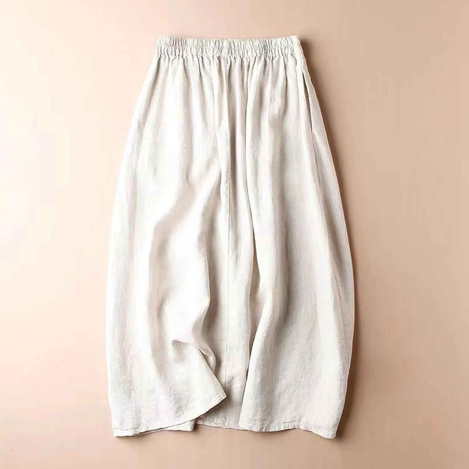 Vintage Floral Embroidered Cotton Linen Skirt for Women A Line Midi Skirt Slimming Versatile Flared Skirt See