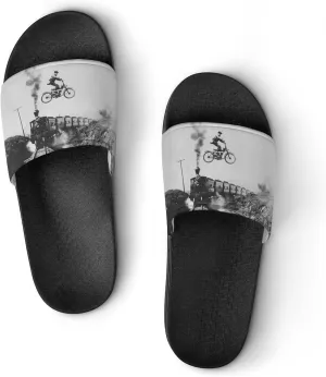 Vintage Motocross Dirt Bike Slippers Shower Slipper In-Door Slipper Quick Drying Non-Slip Bathroom Pool Woman Man PVC