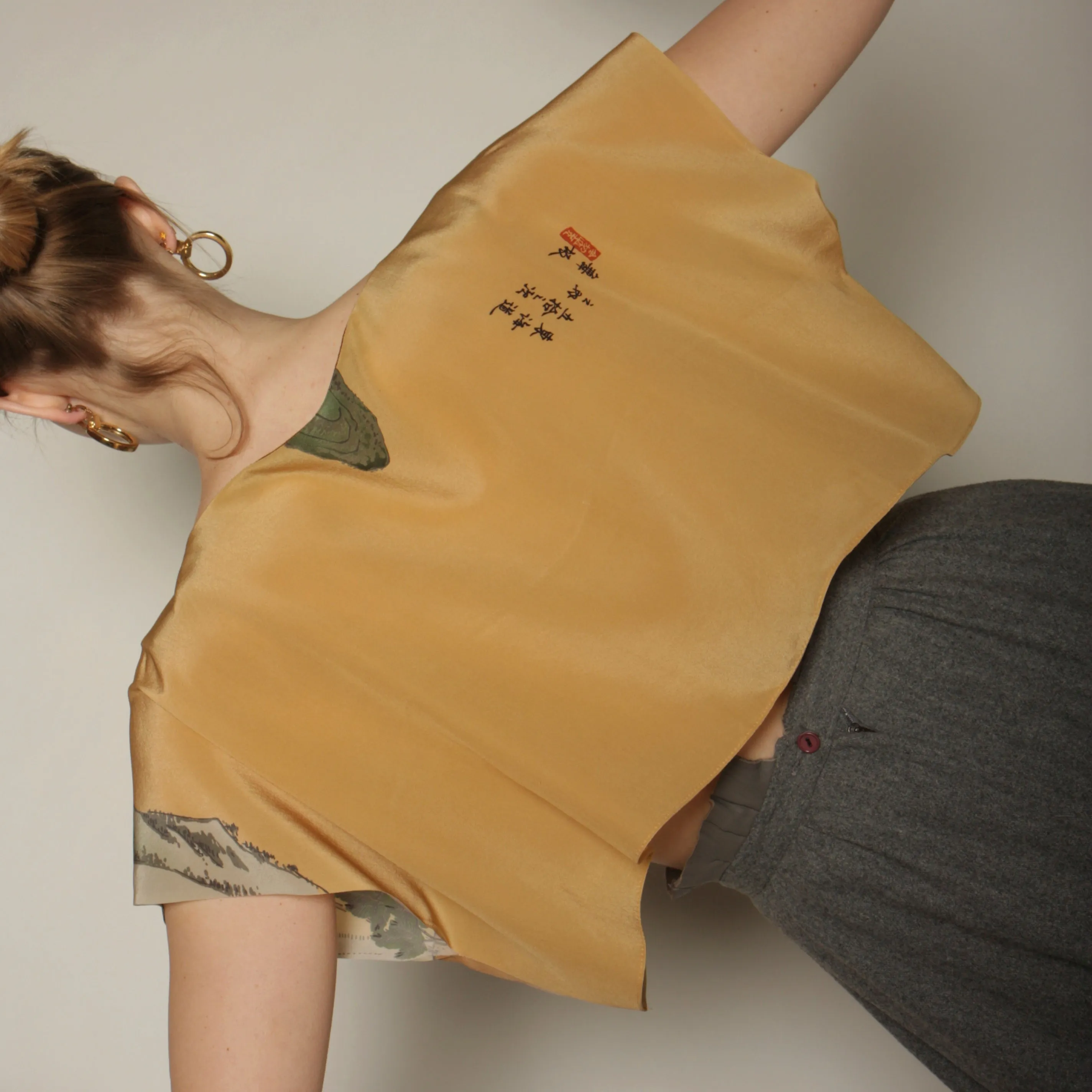 Vintage Printed Silk Scarf Top