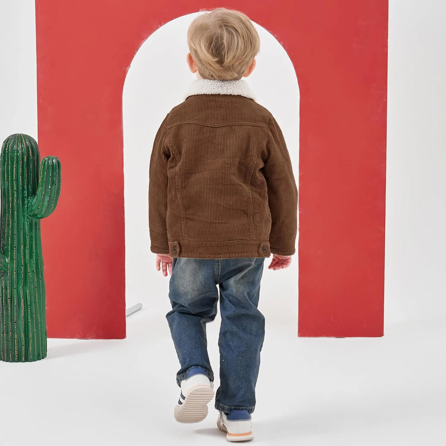 Volunboy Baby Boy Corduroy Jacket Toddler Fleece Winter Coat Kid Sherpa Lined Button Down Warm Outwear