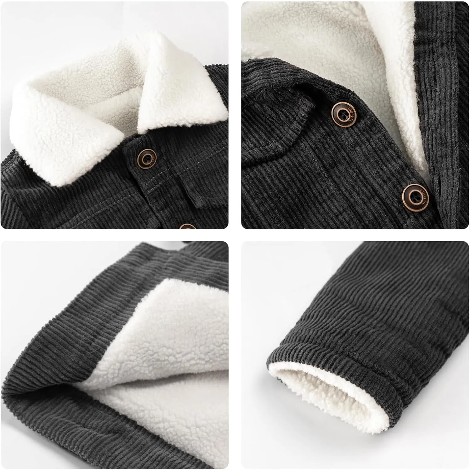 Volunboy Baby Boy Corduroy Jacket Toddler Fleece Winter Coat Kid Sherpa Lined Button Down Warm Outwear