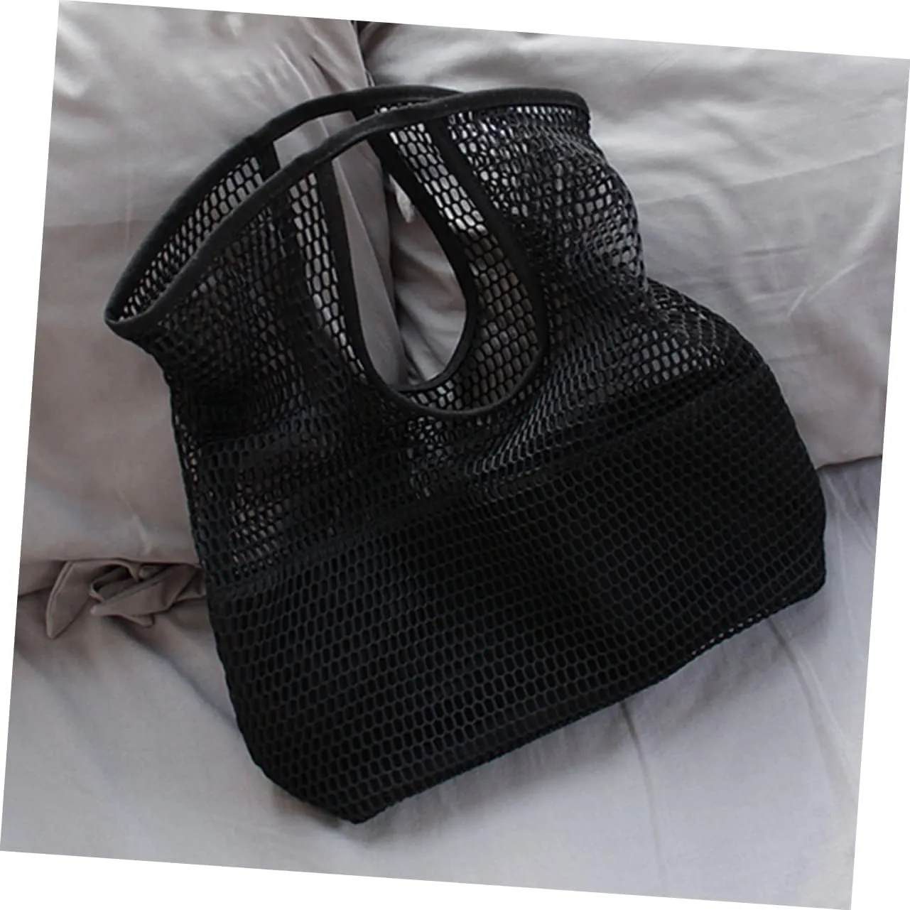 VOSAREA High Capacity Mesh Shopping Bag Portable Beach Tote for Travel Shopping Parties Design Versatile Use