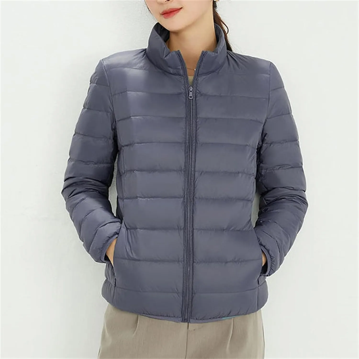 Warm Puffer Jacket Parka Hooded Windproof Winter Coat with Recycled Insulation Winter Slim Short Alternative Down