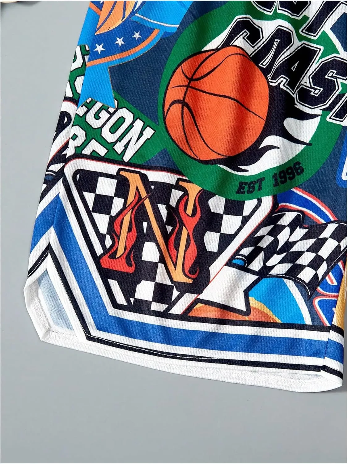 WDIRARA Boy's Letter Graphic Basketball Shorts Elastic Waist Athletic Gym Shorts