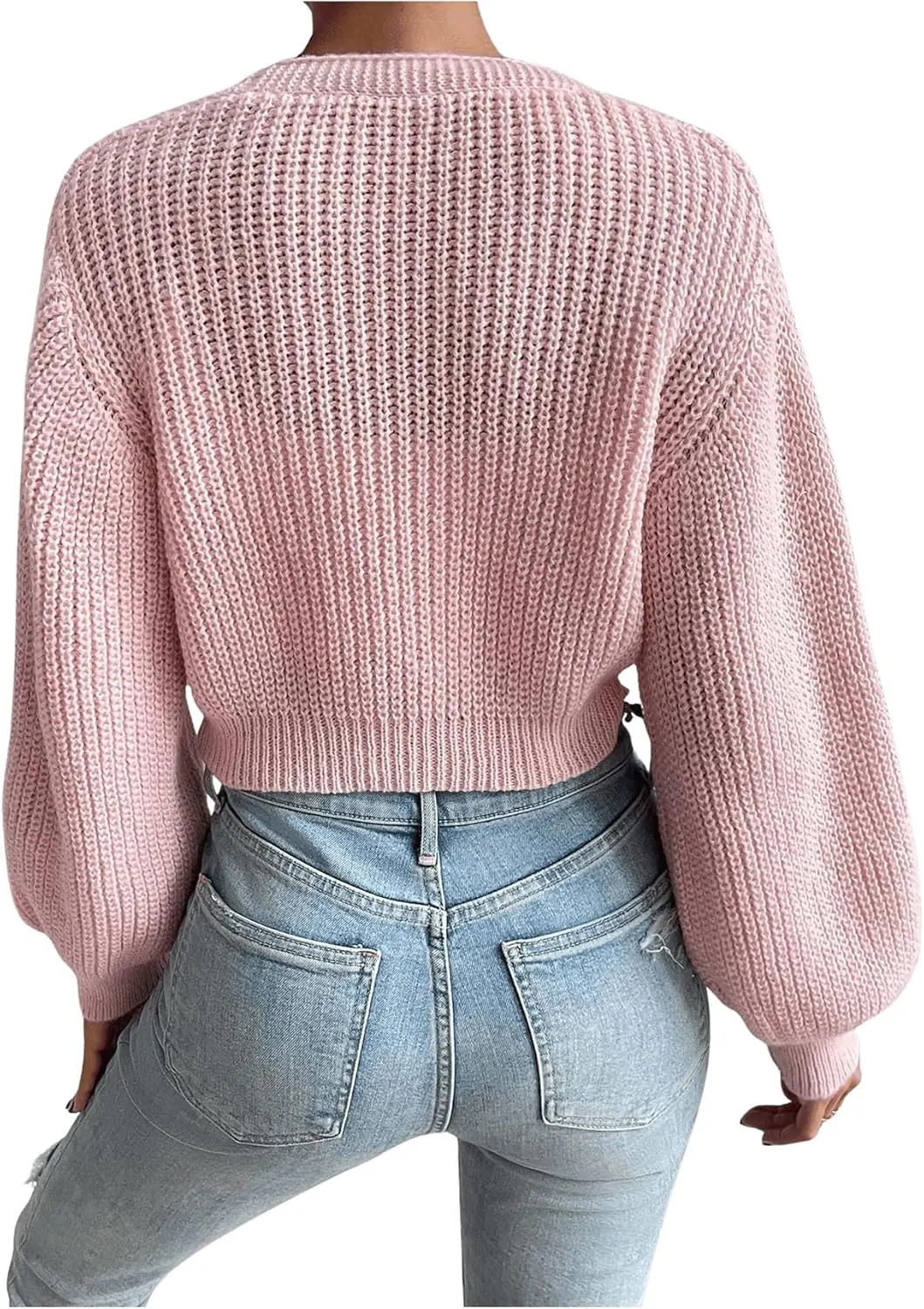 WDIRARA Women's Strawberry Embroidery Crop Cardigan Drop Shoulder Button Up Sweater Tops V Neck Outerwear