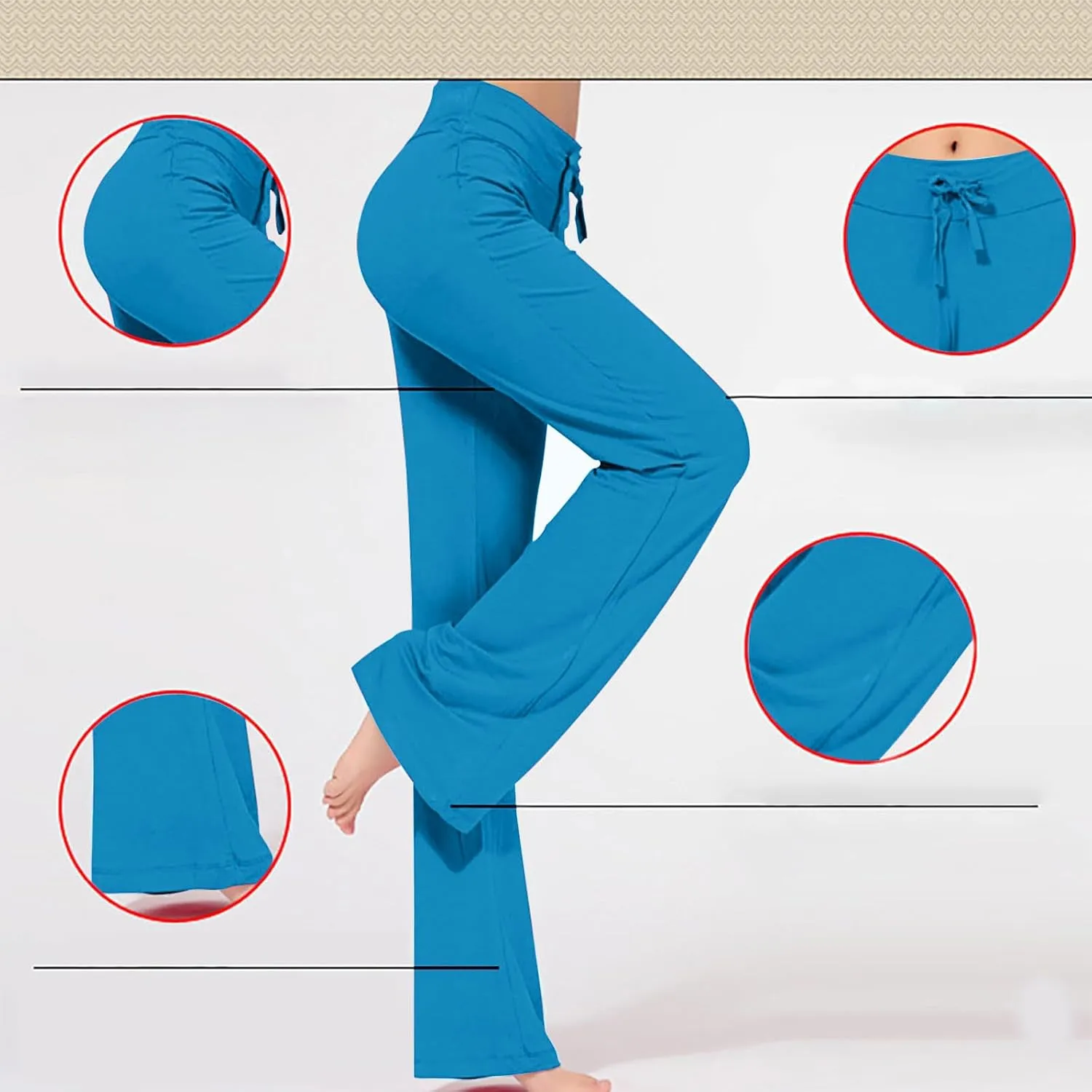 Wide Leg Yoga Pants for Women Trendy Drawstring High Waisted Workout Leggings Flare Bootleg Loose Fit Trousers