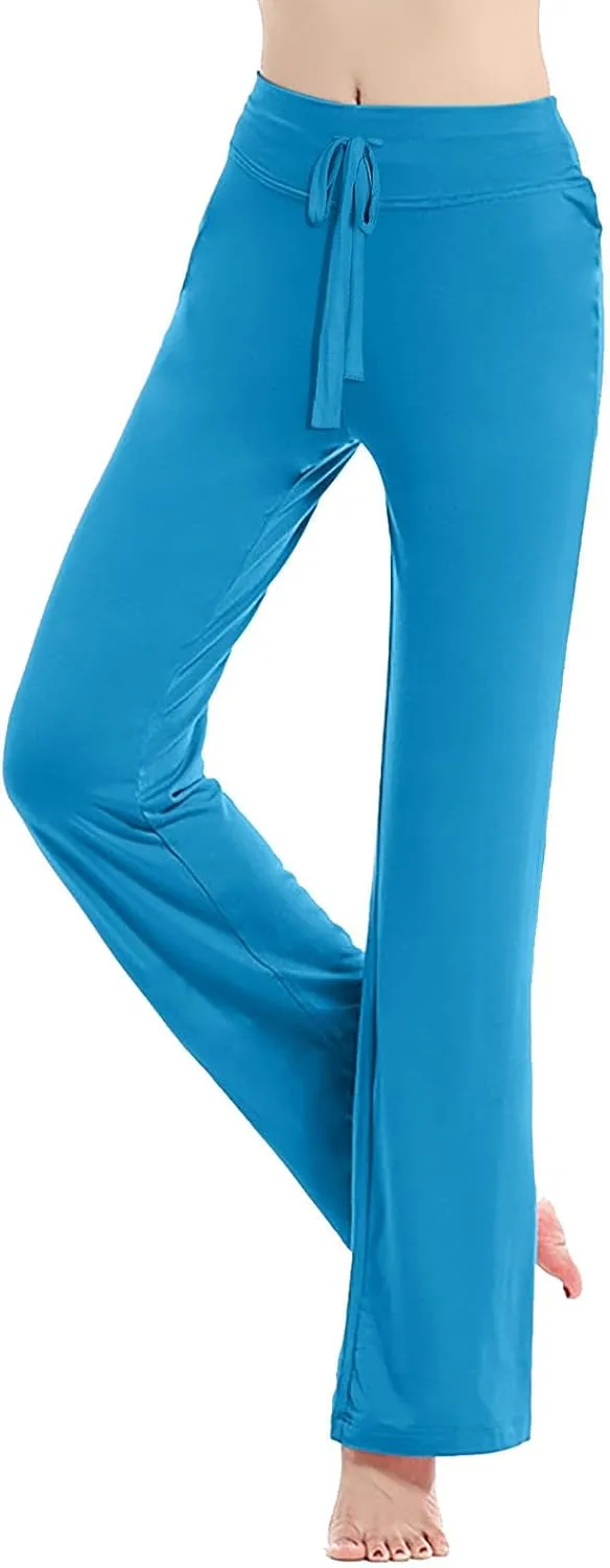 Wide Leg Yoga Pants for Women Trendy Drawstring High Waisted Workout Leggings Flare Bootleg Loose Fit Trousers