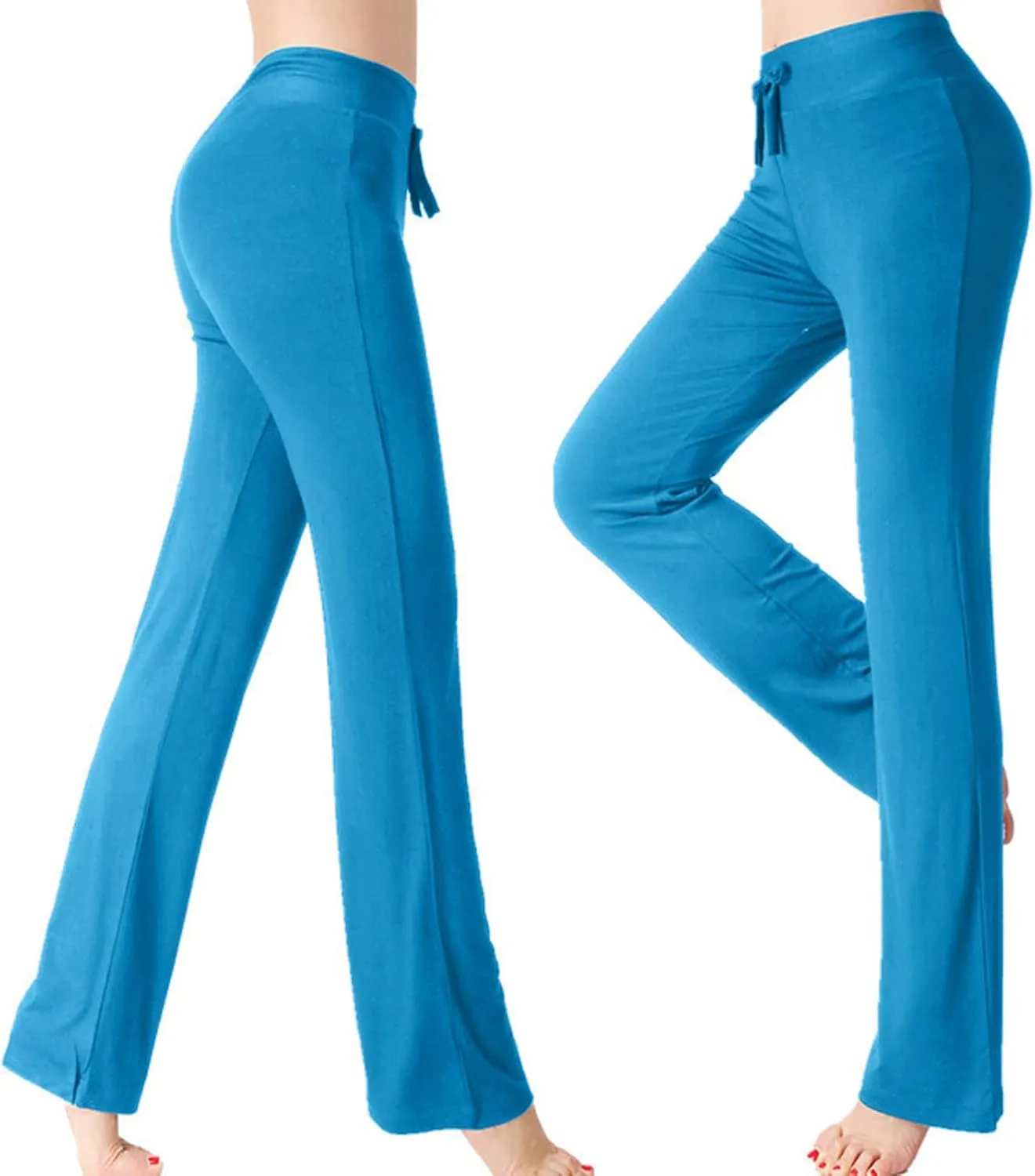 Wide Leg Yoga Pants for Women Trendy Drawstring High Waisted Workout Leggings Flare Bootleg Loose Fit Trousers