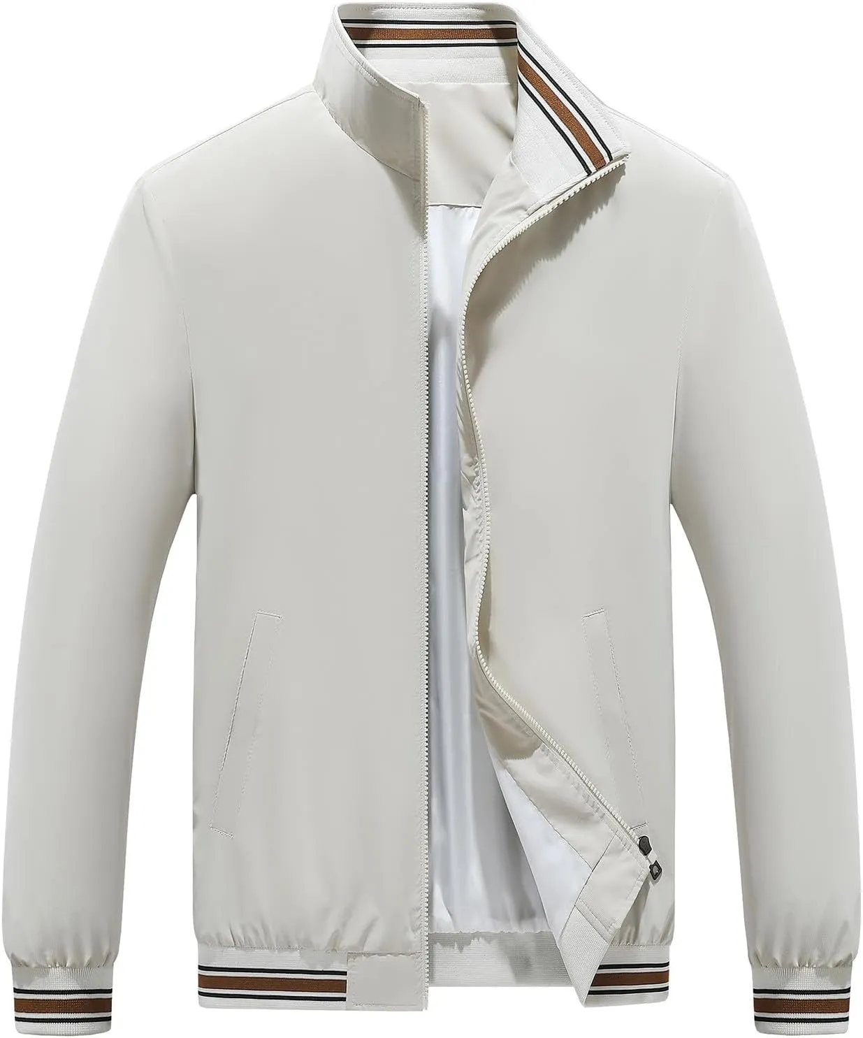 Windbreaker Jackets for Men Casual Varsity Jacket Men Fashion Zip Up Lightweight Jacket Mens Bomber Jacket
