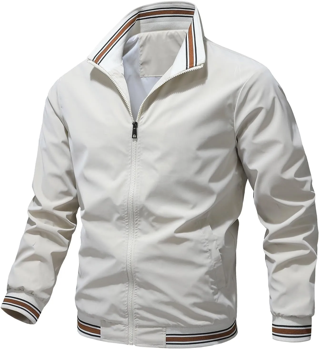 Windbreaker Jackets for Men Casual Varsity Jacket Men Fashion Zip Up Lightweight Jacket Mens Bomber Jacket