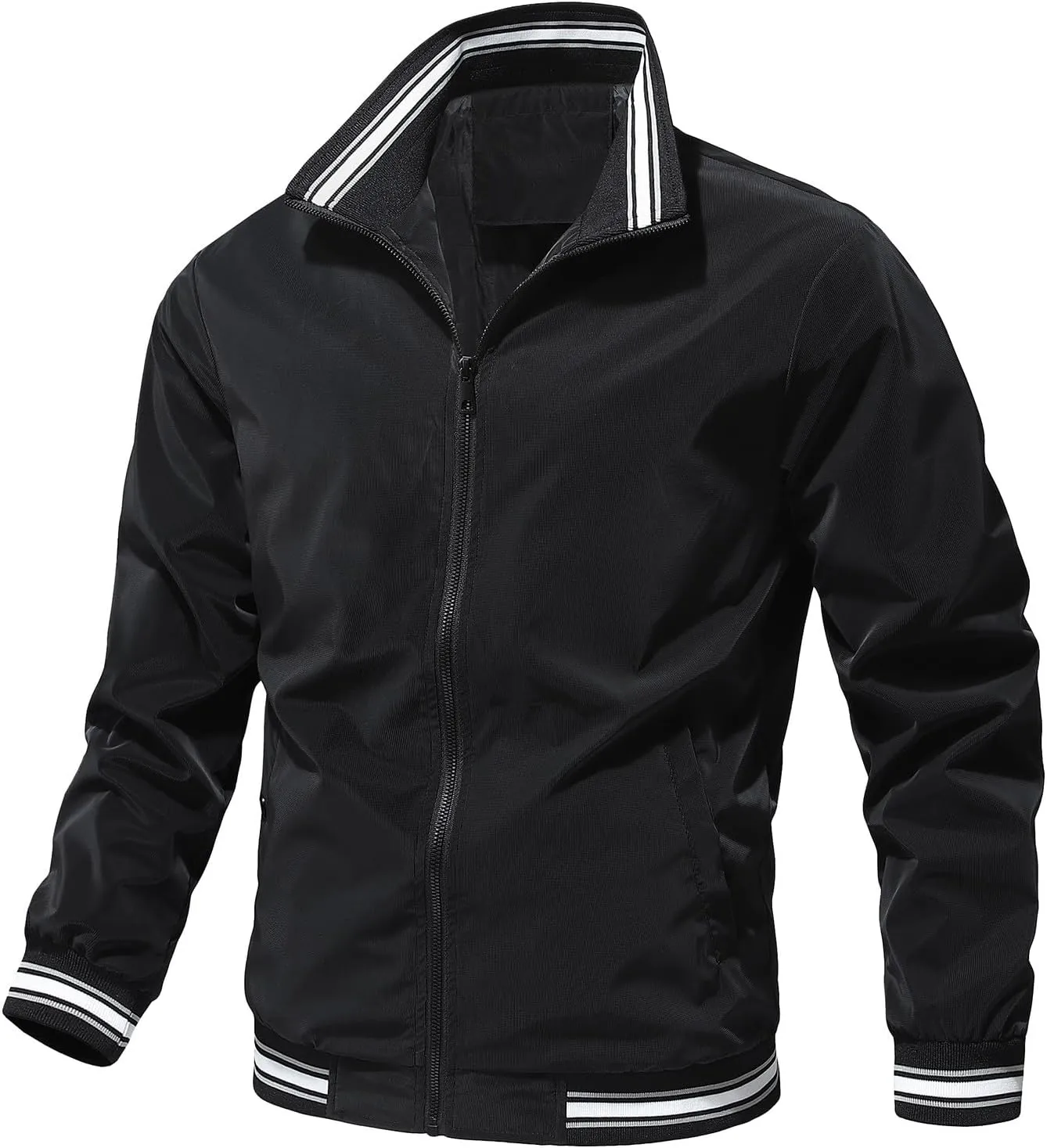 Windbreaker Jackets for Men Casual Varsity Jacket Men Fashion Zip Up Lightweight Jacket Mens Bomber Jacket