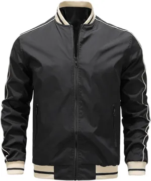 Windbreaker Jackets for Men Fashion Mens Bomber Jacket Lightweight Men's Varsity Jackets Zip Up Jacket for Men